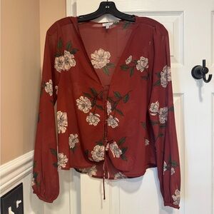 Tobi Burgundy Floral Blouse